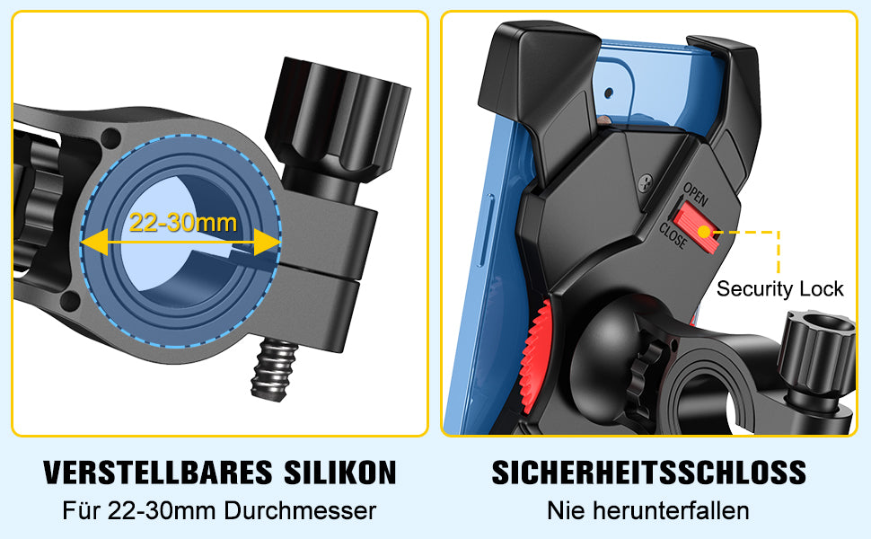 Handyhalterung Fahrrad Anti-Shake 360° Rotation Fahrradhalterung Handy, Motorrad Fahrrad Lenker Kompatibel