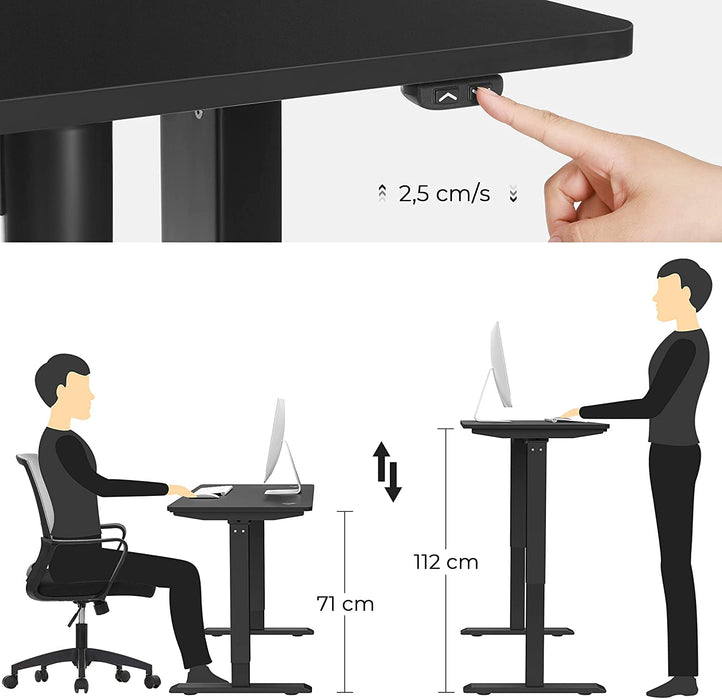 Höhenverstellbarer Schreibtisch elektrisch, Tischgestell, Schreibtischständer mit Motor, stufenlos verstellbar, 120 x 60 x (73-114) cm, Stahl, schwarz