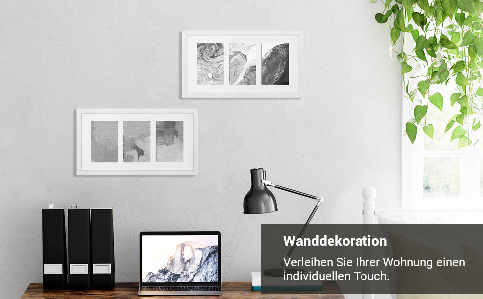 Bilderrahmen für 3 Fotos, Fotorahmen, Fotocollage, Wanddeko, hängend oder stehend, passend für 10 x 15 cm (4 x 6 Zoll) große Bilder, für Familienfotos