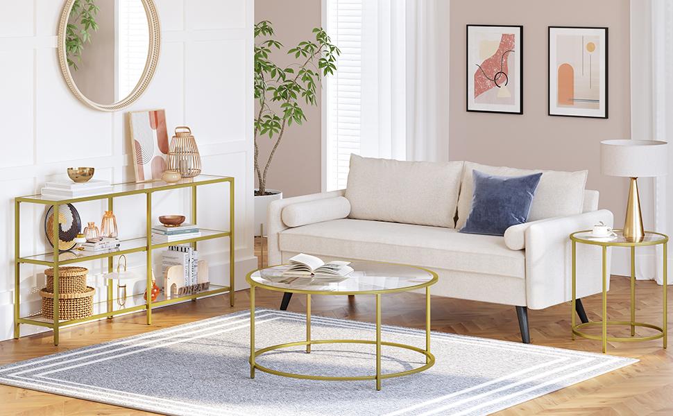 Konsolentisch, Flurtisch, 3 Ebenen, Beistelltisch, Ablagen aus Hartglas, 130 x 30 x 73 cm, Metallgestell, modern, für Flur, Wohnzimmer, Schlafzimmer