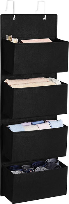 Hängender Organizer mit 4 Taschen, Hängeaufbewahrung für die Tür, für Schlafzimmer, Büro, Kinderzimmer, 33,5 x 12 x 100 cm, schwarz