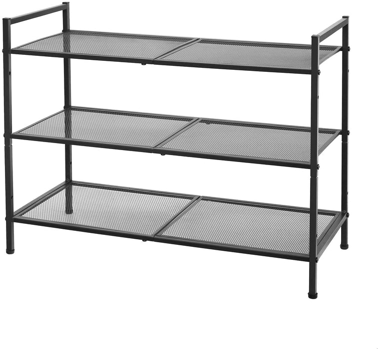 Schuhregal mit 3 Ablagen, Schuhablage, stapelbar, Schuhaufbewahrung, für 9-12 Paar Schuhe, Schuhständer aus Metall, Flur, Wohnzimmer oder Badezimmer