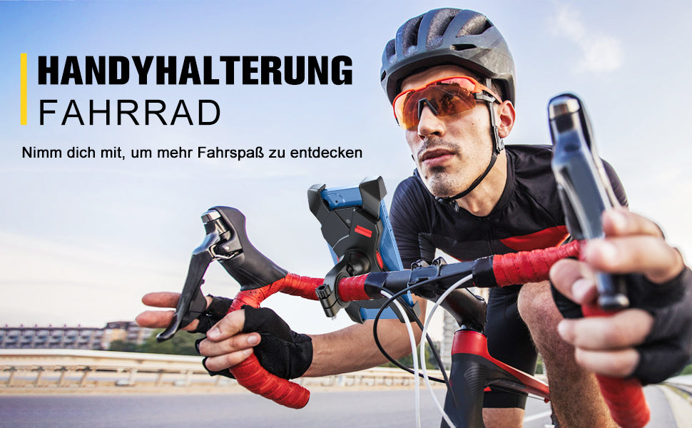Handyhalterung Fahrrad Anti-Shake 360° Rotation Fahrradhalterung Handy, Motorrad Fahrrad Lenker Kompatibel