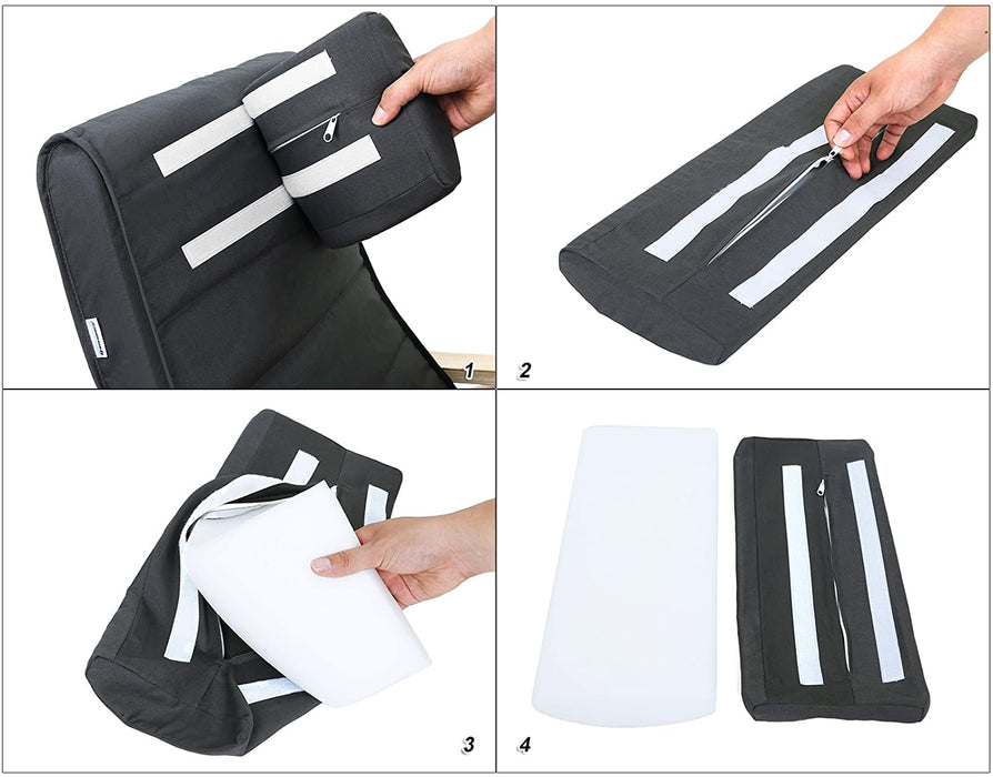 Schaukelstuhl, mit Armlehnen aus Birkenholz, Schaukelsessel, 5-stufig verstellbare Fußstütze, Relaxstuhl, bis 150 kg belastbar, Wohnzimmer