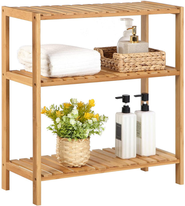 Badezimmerregal, Badregal, Küchenregal, Schuhregal, Bambus Standregal, 60 x 26 x 66 cm ideal für Bad, Wohnzimmer, Flur, Küche, Balkon