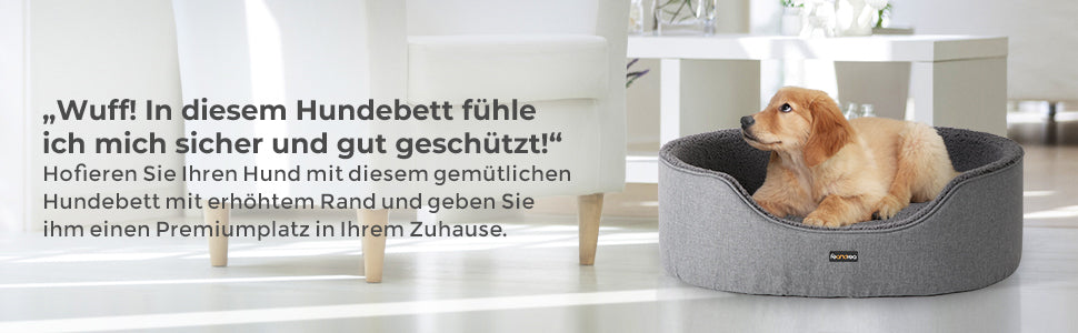 Hundebett, Hundekorb, Wendekissen, 83 x 63 x 27 cm, grau