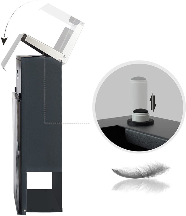 Briefkasten, Wandbriefkasten mit Sichtfenster, aus Edelstahl, für Haustür, mit Schloss und Schlüsseln, silbern-anthrazit