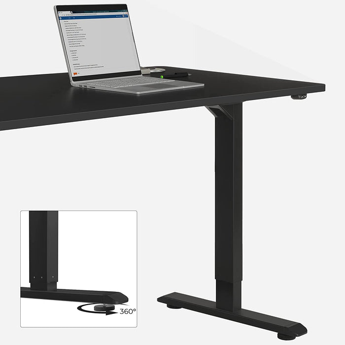 Höhenverstellbarer Schreibtisch elektrisch, Tischgestell, Schreibtischständer mit Motor, stufenlos verstellbar, 120 x 60 x (73-114) cm, Stahl, schwarz