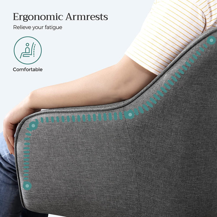 Bürostuhl, bequemer Schreibtischstuhl, höhenverstellbarer Computerstuhl, bis 120 kg belastbar, Stahlgestell, Leinenimitat, Homeoffice, Büro, grau