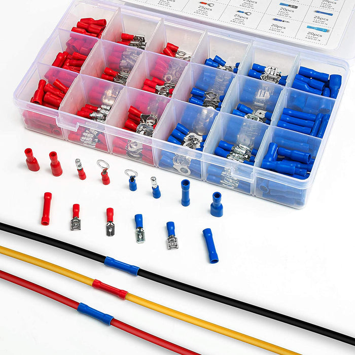 Kabelschuhe Set, Eventronic 400pcs Kabelschuhe Sortiment Quetschverbinder Set Elektrische Steckverbinder Kabelschuh Steckverbinder