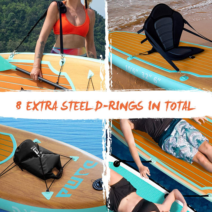 Inflatable Stand Up Paddle Board, Yoga Board, Camera Seat, Floating Paddle, Hand Pump, Board Carrier, Waterproof Bag, Traveling Board for Surfing …