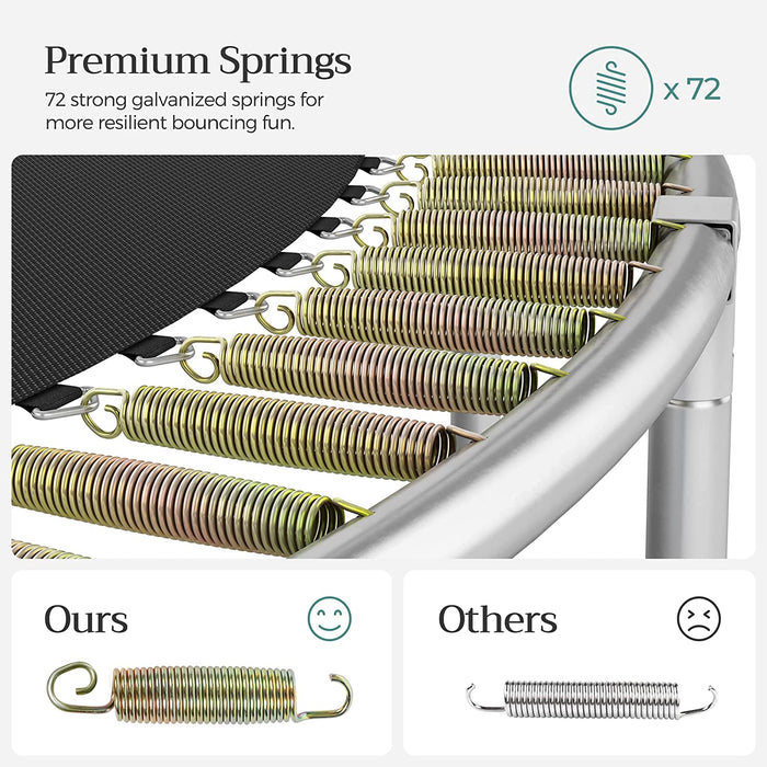 Trampolin, rundes Gartentrampolin mit Sicherheitsnetz, mit Leiter und gepolsterten Stangen, Sicherheitsabdeckung, TÜV Rheinland getestet, Outdoor