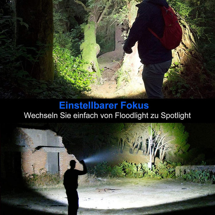 G700 LED Taschenlampe, Super Helle 3000 Lumen CREE Taschenlampen, Wiederaufladbare Taktische Taschenlampe mit Zoom für Camping Wandern und Notfälle