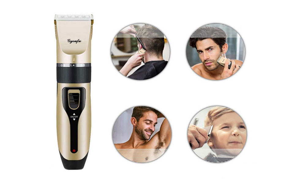 Haarschneidemaschine für Männer Haarschneide-Kit Elektrischer wiederaufladbarer Bartschneider Akku-Bartrasierer (Gold A1)