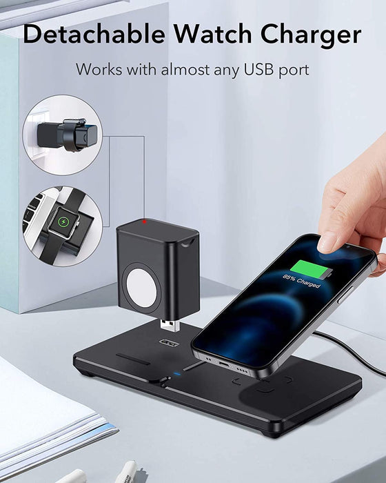HaloLock 2 in 1 Kabelloses Ladegerät, Fast Dual Wireless Charger, für iPhone 12/12 Pro/12 mini/12 Pro Max, AirPods 2/Pro, Apple Watch 5/4/3/2