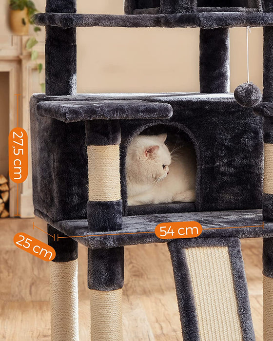 Kratzbaum, XXL Katzenbaum, 172 cm, rauchgrau