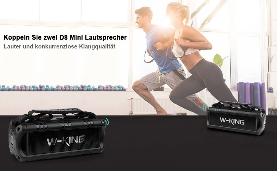 Bluetooth Lautsprecher, W-KING 30W Tragbarer Musikbox, 5000mAh Batterie, 24-Stunden Akkulaufzeit, Wasserdicht Bluetooth Speaker Box mit Bass