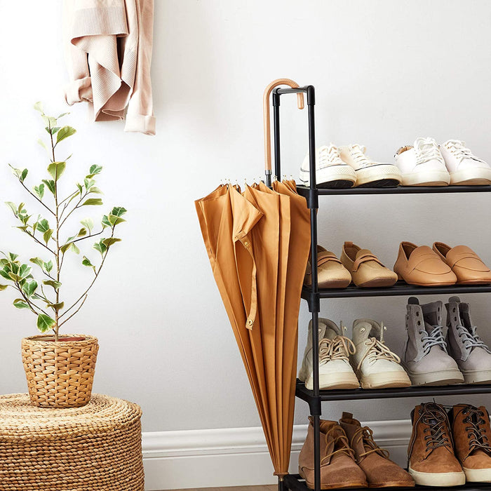 Schuhregal mit 5 Ebenen, Schuhständer aus Metall, stapelbar, platzsparend, Schuhaufbewahrung, multifunktional, Standregal, für Flur, Schlafzimmer