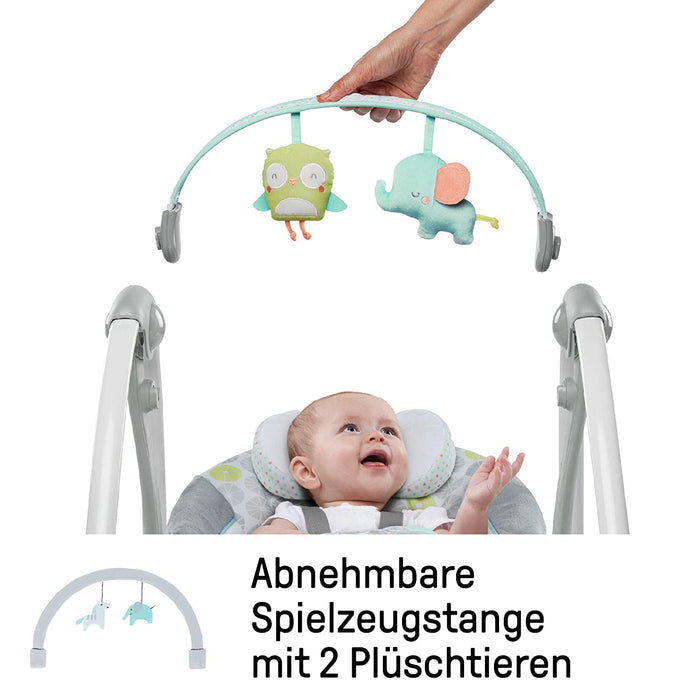 Zusammenklappbare & tragbare Babyschaukel, 5 Schaukelgeschwindigkeiten, 8 Melodien, 3 Naturgeräusche, Lautstärkeregulierung