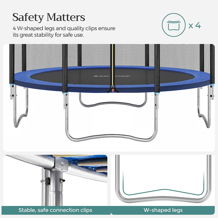 Trampolin, rundes Gartentrampolin mit Sicherheitsnetz, mit Leiter und gepolsterten Stangen, Sicherheitsabdeckung, TÜV Rheinland getestet, Outdoor